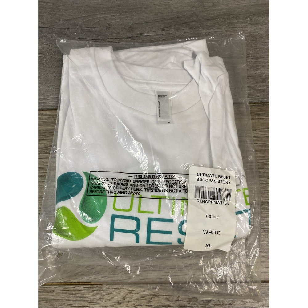 American Apparel Ultimate Reset T-Shirt Mens XL White New Graphic‎ Fitness Tee